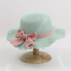 Kids Summer Beach Sun Hats Lotus Leaf Brim Outdoor Sun Protection Straw Cap