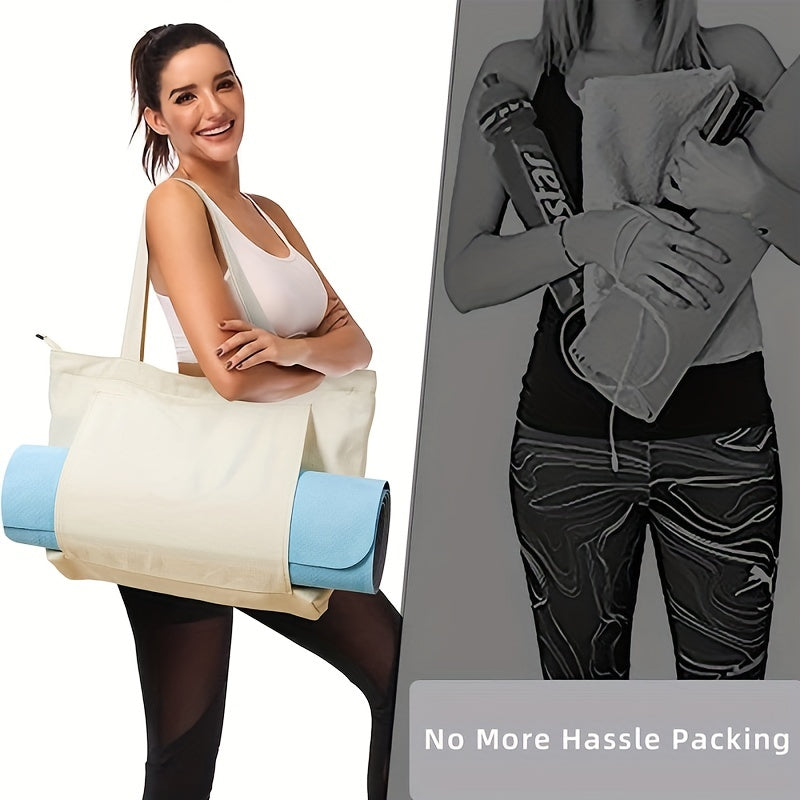 Canvas Yoga Mat Storage Bag Portable Sports Handbag for Outdoor Gym Fitness