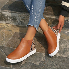 Women's Snakeskin Pattern Short Boots Stretch Fabric Sided Boots