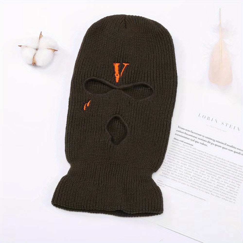 Winter Embroidered Wrap Head Wool Knitted Hat