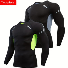 Men's Compression Workout Shirts - High Stretch Breathable for Gym Running