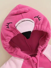 Flamingo Shape Hooded Jumpsuit & Socks Set