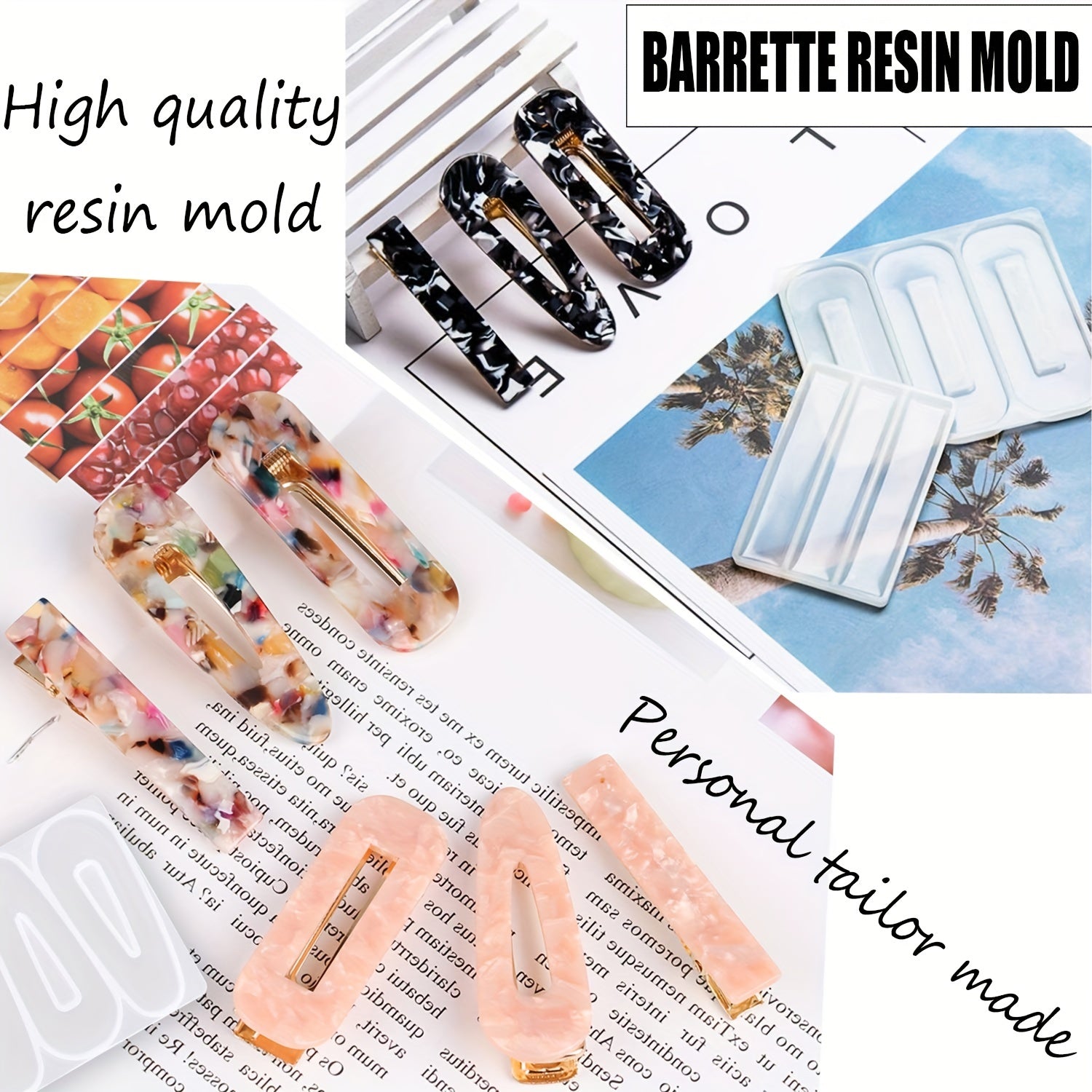 30pcs Hair Pin And Clip Silicone Epoxy Resin Molds DIY Jewelry Making