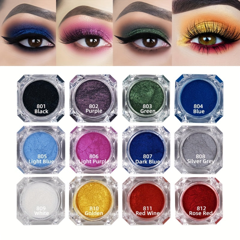 Rich & Pearly Eyeshadow Powder Set for Shimmering Eye Makeup