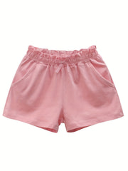 Toddler Girls Paperbag Waist Bow Cotton Track Shorts