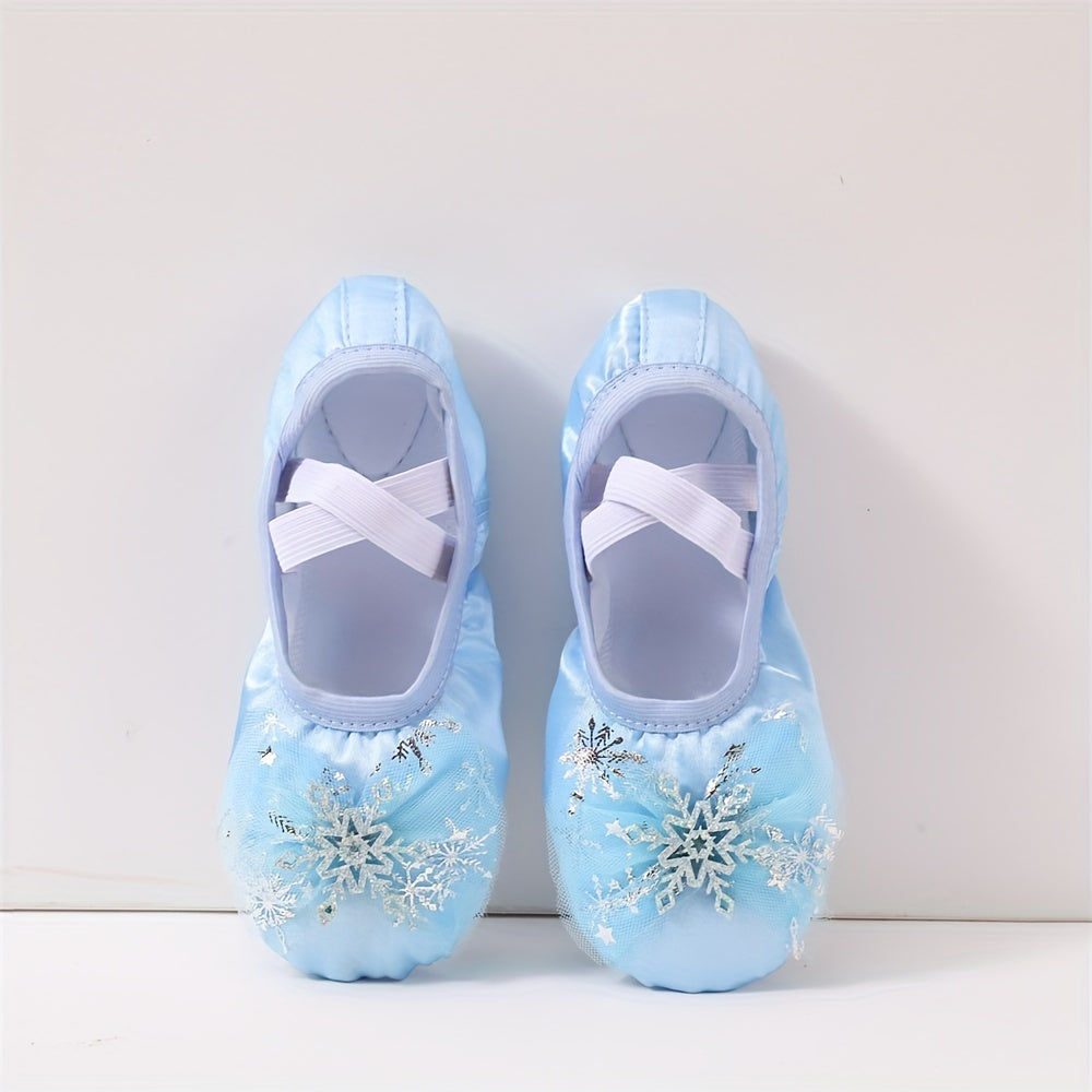 Soft Bottom Ballet Dancing Shoes for Girls with Snow Flask Decor
