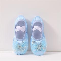 Soft Bottom Ballet Dancing Shoes for Girls with Snow Flask Decor