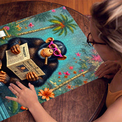 Chimpanzee Reading Newspaper Jigsaw Puzzle for Adults