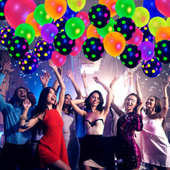 Neon Polka Dot Blacklight Balloons - Glow In The Dark Balloons