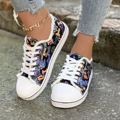 Women's Letter Graphic Canvas Lace-Up Sneakers