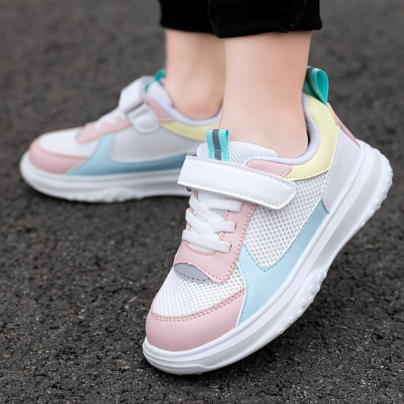 Girl's Colour Block Sneakers Soft Sole Shoes For Kids
