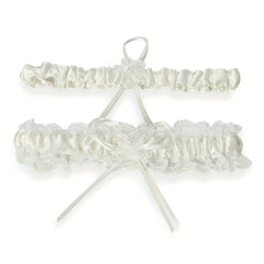 Satin Lace Bridal Garter with Ribbon Bowknot Elastic Straps