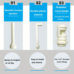 Adjustable Waterfall Fountain for 3 Threaded Above In Ground Pools