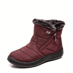 Women's Plush Lined Snow Boots Waterproof Warm Side Zipper Ankle Boots