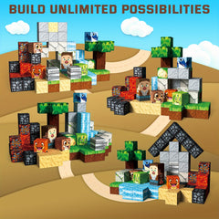 80pcs Magnetic Blocks Create Your Own Dinosaur Land Scene Magnet Tiles Toys