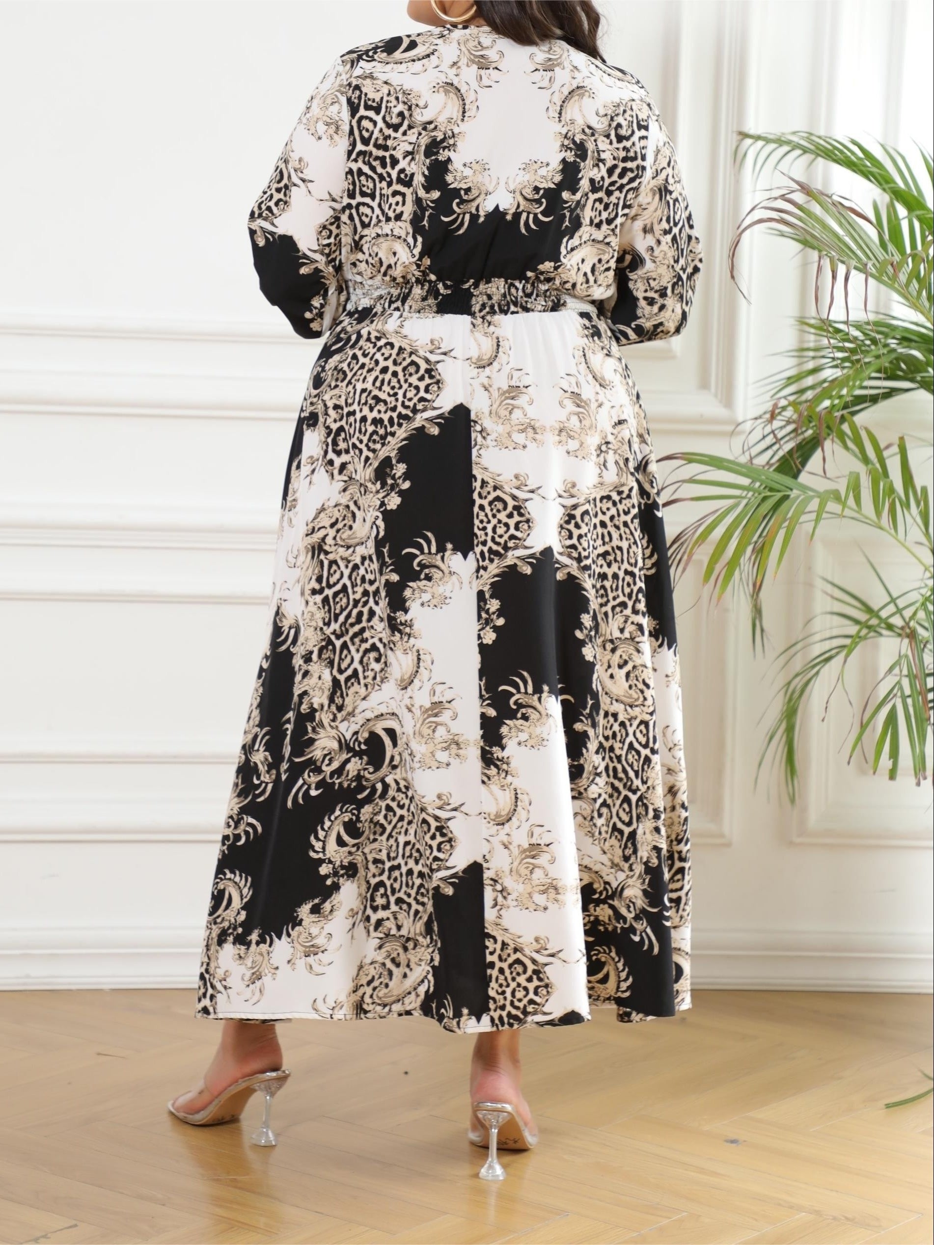 Colorblock Leopard Print Maxi Dress