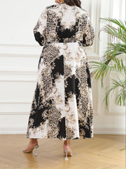 Colorblock Leopard Print Maxi Dress