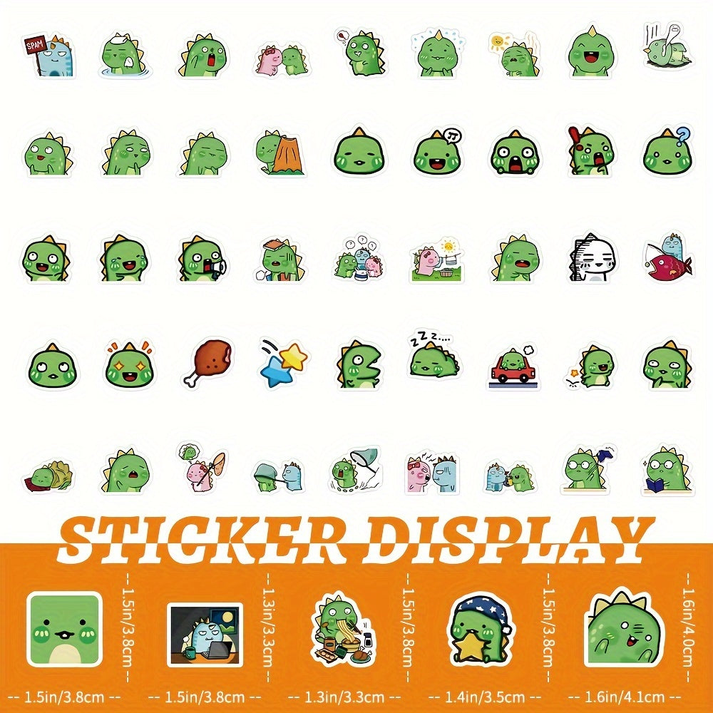 100pcs Green Dino Stickers - Waterproof DIY for Guitar, Phone