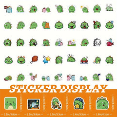 100pcs Green Dino Stickers - Waterproof DIY for Guitar, Phone