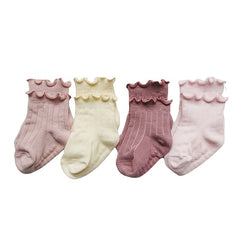 4 Pairs Non Slip Toddler Socks for Baby Girls