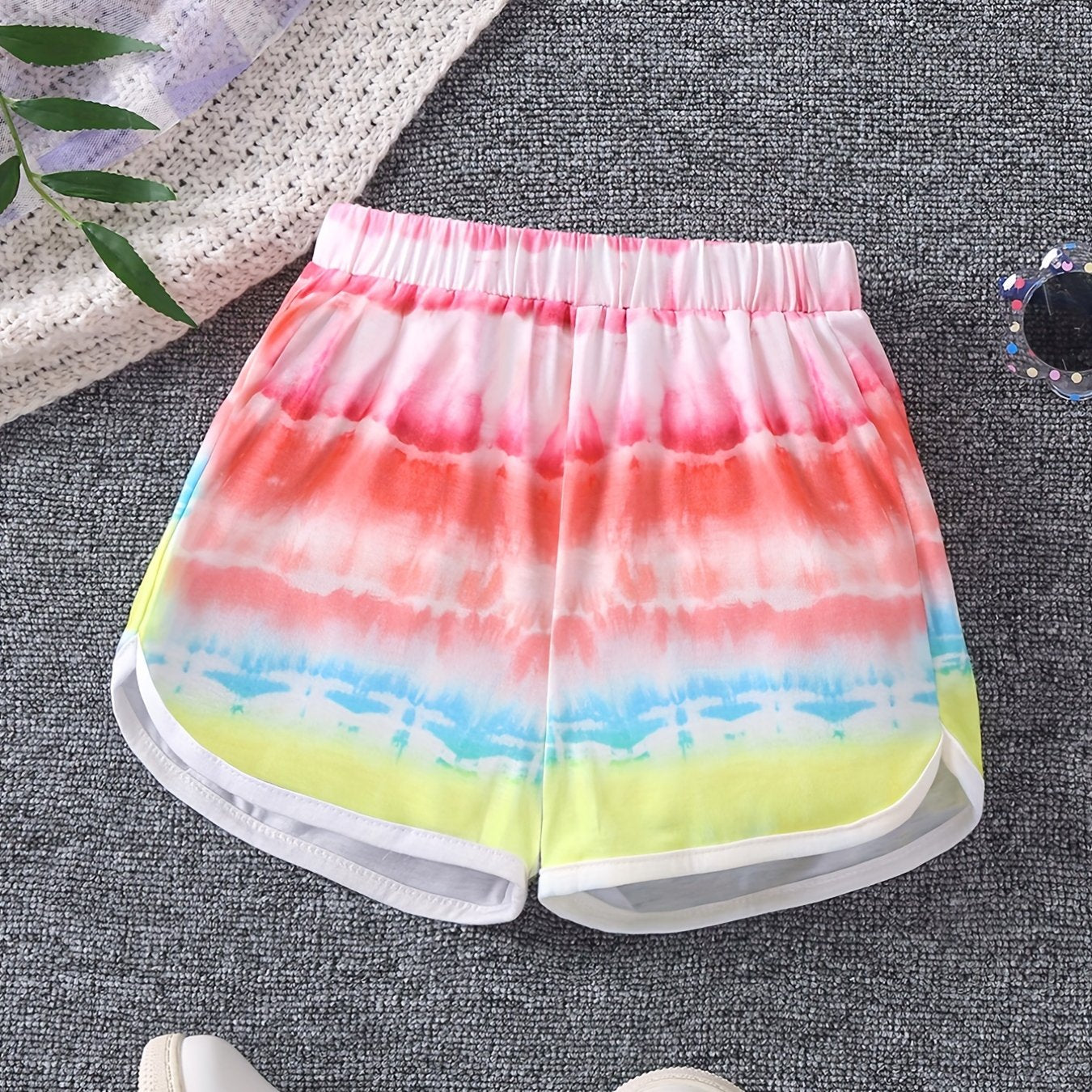 Toddler Girls Tie Dye Graphic Elastic Waist Track Shorts