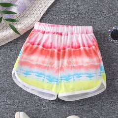 Toddler Girls Tie Dye Graphic Elastic Waist Track Shorts