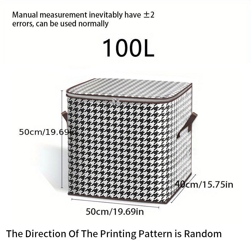 Houndstooth Blanket Storage Bag Zipper Comforter Organizer Large Quilts