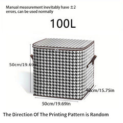 Houndstooth Blanket Storage Bag Zipper Comforter Organizer Large Quilts