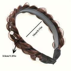 Faux Pearl Fishbone Braid Wig Headband Hairband for Girls