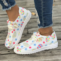 Colorful Pattern Flat Skate Shoes Lightweight Canvas Sneakers
