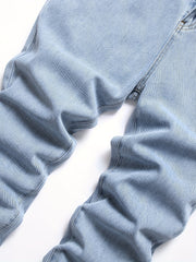 Mens Embroidered Ox Head Jeans Straight Regular Denim Jeans
