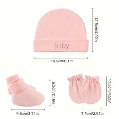 3 Piece Infant Baby Girl Gift Set Soft Hat Socks & Gloves