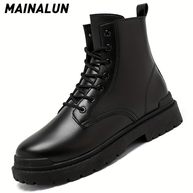 Men's Side Zip Combat Boots Casual Walking Shoes