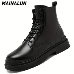 Men's Side Zip Combat Boots Casual Walking Shoes