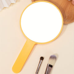 Yellow Round Hand Mirror Makeup Mirror Travel Portable Cosmetic Mirror