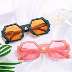 Geometric Frame Sunglasses Gradient Lens Glasses UV400