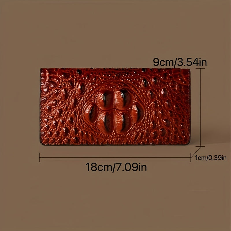Men's Vintage Crocodile Pattern Long Wallet with Multiple Card Slots