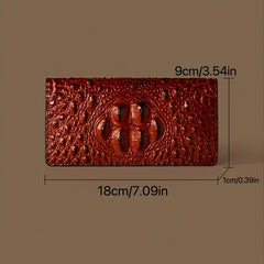 Men's Vintage Crocodile Pattern Long Wallet with Multiple Card Slots