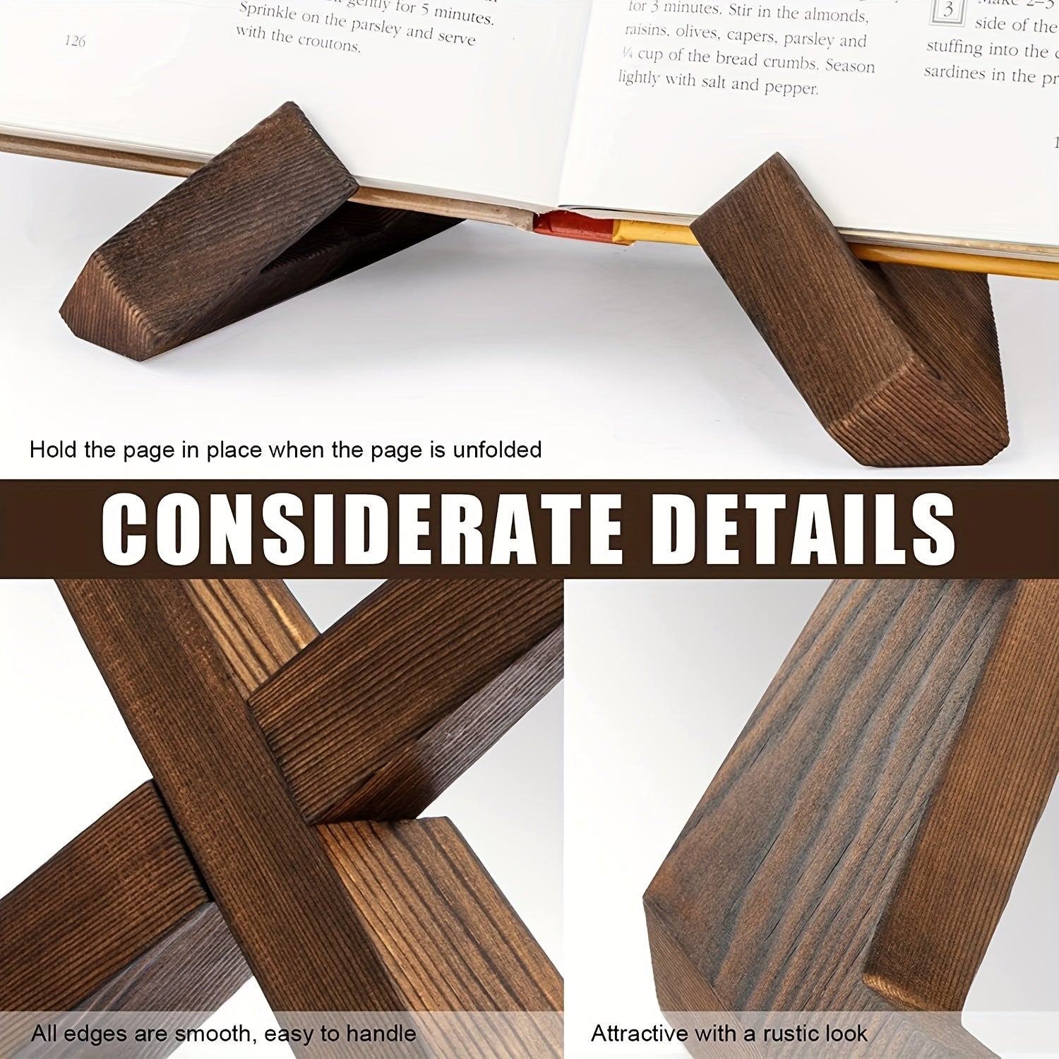 Farmhouse Style Solid Wood Stand for Cookbooks Records Books