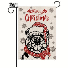 Christmas Bulldog Garden Flag - Xmas Winter Holiday Decoration