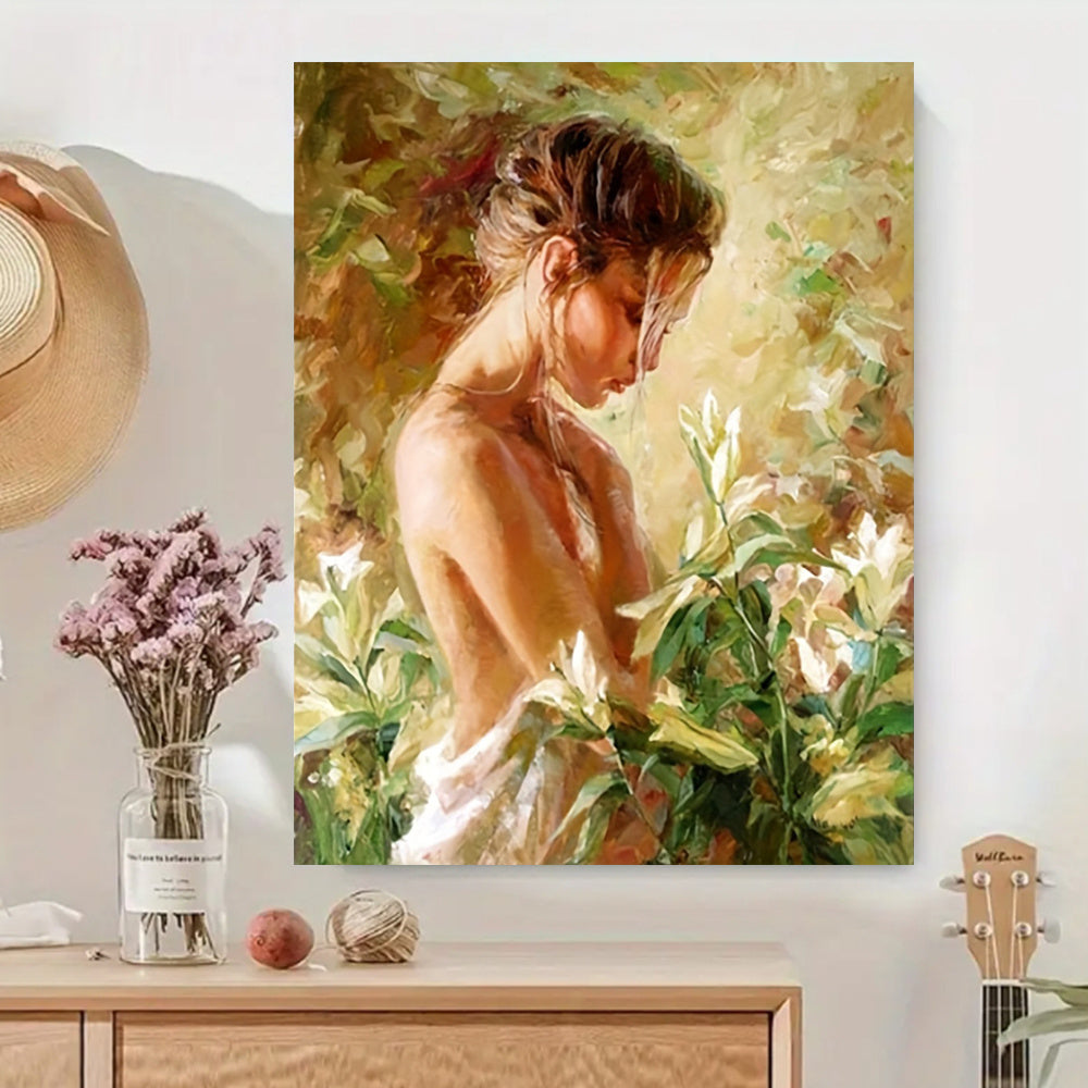 2pcs Backlit Girl and Deer Hidden in Flowers DIY Acrylic Painting Kit