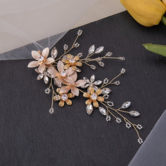 Crystal Alloy Golden Leaf Hair Clip Bridal Wedding Accessories