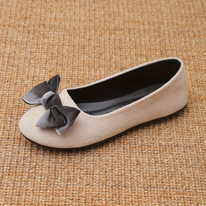 Women's Bowknot Flat Shoes Slip On Soft Sole Shoes Dress Ballet Flats
