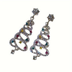 Sparkling Shiny Zircon Christmas Tree Earrings
