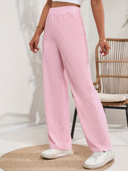 Plaid Straight Leg Pants High Waist Loose Fit