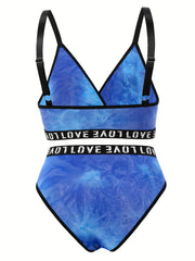Tie Dye Letter Tape Bra & Underwear Set