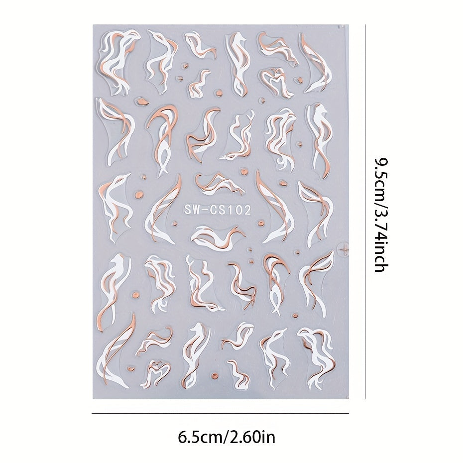 Marble Line Silver Moon Flame Nail Sticker