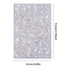 Marble Line Silver Moon Flame Nail Sticker