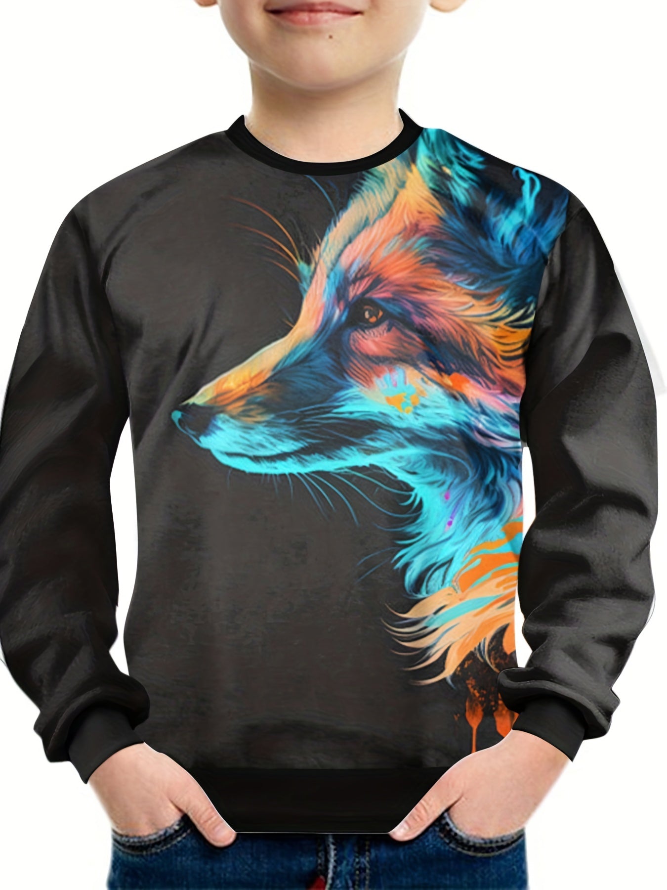 Kids Creative Fox 3D Print Sweatshirt Casual Pullover