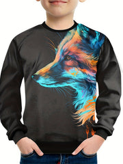 Kids Creative Fox 3D Print Sweatshirt Casual Pullover